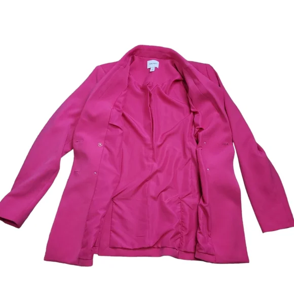 Nine West 80's hot pink fuchsia oversized Barbie Blazer jacket shoulder pads 4 - Picture 13 of 17